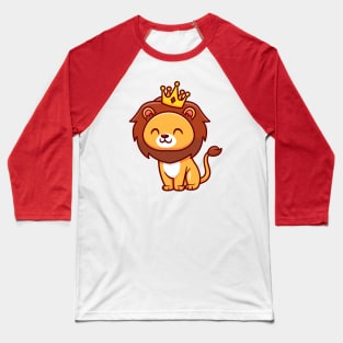 Cute Lion King Sitting Cartoon Baseball T-Shirt